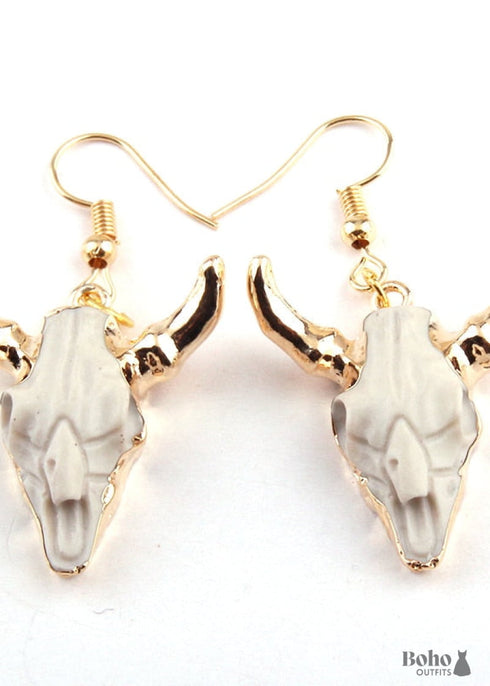 Boho Earrings, RH Dangle Earrings, White Horn